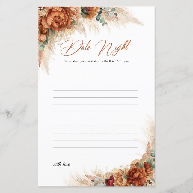 Boho terracotta Kupfer Blüte Datum Ideen (Vorderseite)