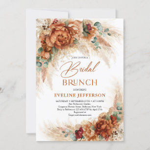 Boho Terracotta Kupfer Rost Blume Bridal Brunch Einladung