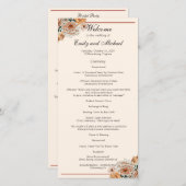 Boho Terracotta Lush Fall Floral Wedding Program (Vorne/Hinten)