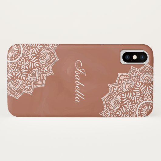 Boho Terracotta Mandala Individuelle Name Case-Mate iPhone Hülle (Rückseite (Horizontal))
