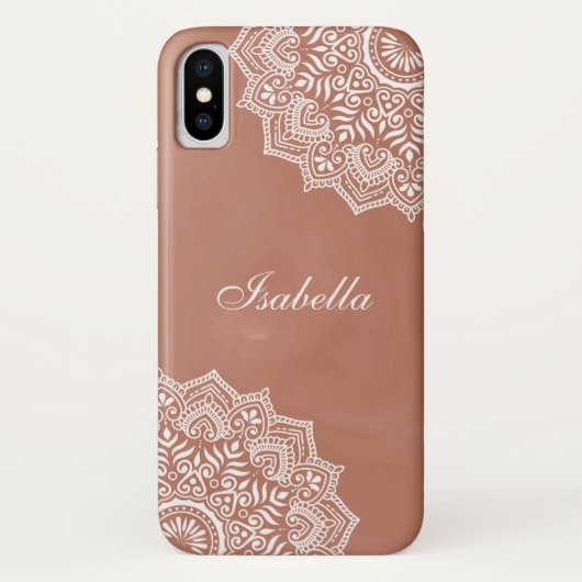 Boho Terracotta Mandala Individuelle Name Case-Mate iPhone Hülle (Rückseite)