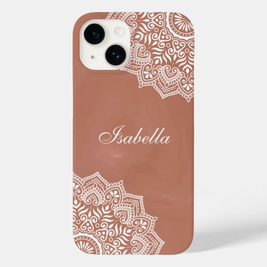 Boho Terracotta Mandala Individuelle Name Case-Mate iPhone Hülle (Rückseite)