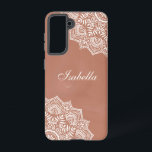 Boho Terracotta Mandala Individuelle Name Samsung Galaxy Hülle<br><div class="desc">Die Einführung der Boho Terracotta Mandala Individuelle Name Samsung Galaxy S21 Fall! Mit diesem einzigartigen und auffälligen Accessoire fügen Sie Ihrem Handy eine Touch personalisierten Stils hinzu. Es wurde auf einer matt Terrakotta Basis gebaut und zeichnet sich durch ein atemberaubendes, weißes Mandala-Design aus, das böhmischen Charme ausstrahlt. Aber das ist...</div>