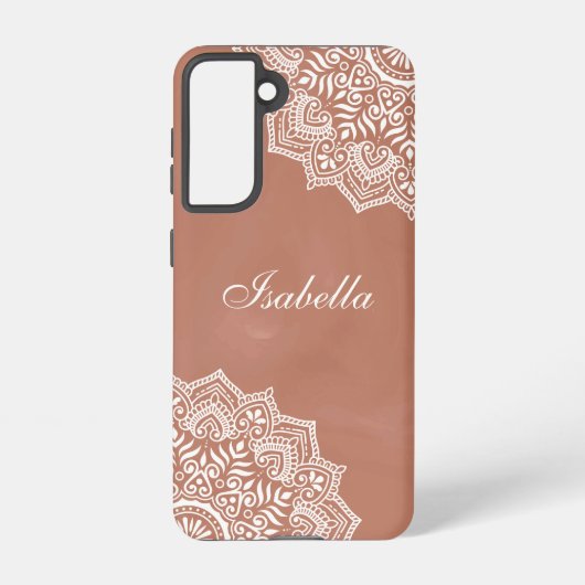 Boho Terracotta Mandala Individuelle Name Samsung Galaxy Hülle (Rückseite)
