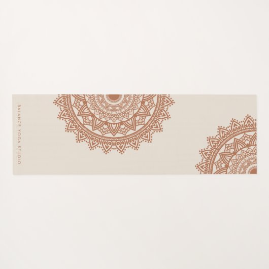 Boho Terracotta Mandala Individuelle Name Yogamatte (Rückseite (Horizontal))