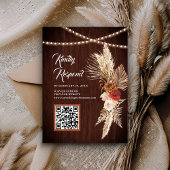 Boho Terracotta Maroon Floral QR Code UAWG Wedding Begleitkarte