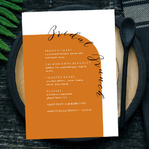 Boho Terracotta Minimal Text Bridal Brunch Menü Menükarte
