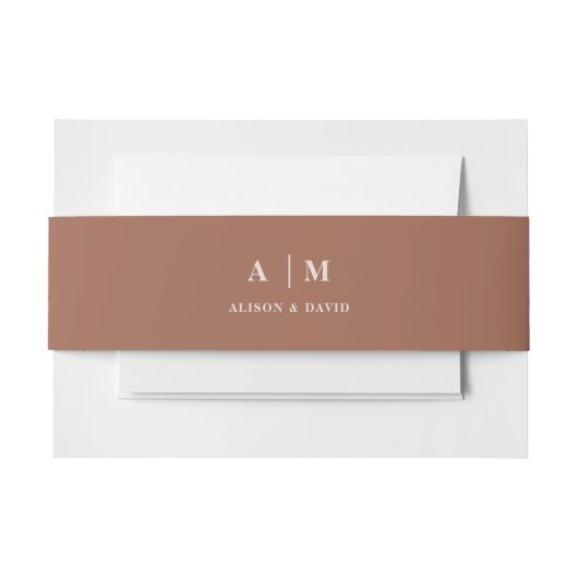 Boho Terracotta Minimal und Chic Monogram Wedding Einladungsbanderole (Vorderseite Beispiel)