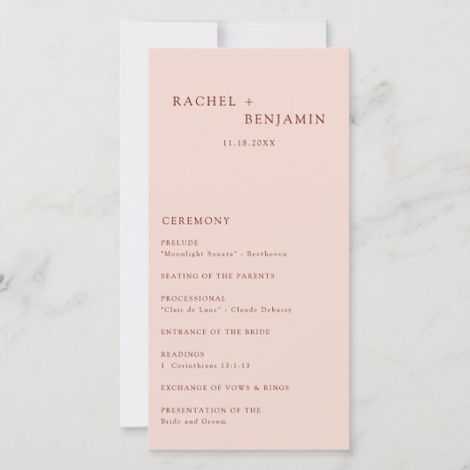 Boho Terracotta Minimal Wedding Ceremony Modern (Vorderseite)