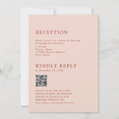 Boho Terracotta Minimalist Wedding 2 Sided QR Code Einladung (Rückseite)