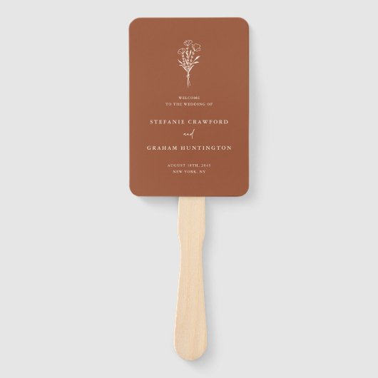 Boho Terracotta Minimalistisch Botanicals-Programm Fächer (Vorderseite)