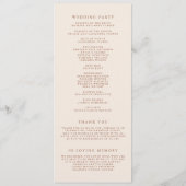 Boho Terracotta Minimalistisch Botanicals Wedding Programm (Rückseite)