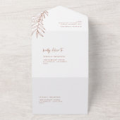 Boho Terracotta Minimalistisch Foliage Wedding All In One Einladung (Außenbereich)