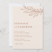 Boho Terracotta Minimalistisch Foliage Wedding Einladung (Vorderseite)