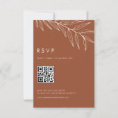 Boho Terracotta Minimalistisch Foliage Wedding QR RSVP Karte (Vorderseite)