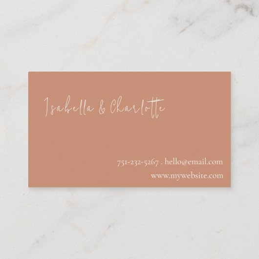 Boho Terracotta Minimalistisch Visitenkarte (Rückseite)