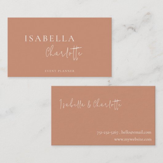 Boho Terracotta Minimalistisch Visitenkarte (Vorne/Hinten)