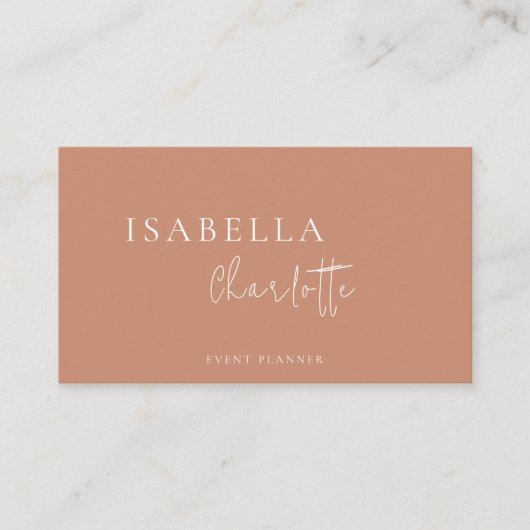 Boho Terracotta Minimalistisch Visitenkarte (Vorderseite)