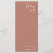 Boho Terracotta Minimalistisches Hochzeitsmenü Menükarte (Vorderseite)