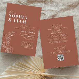 Boho Terracotta mit UAWG QR Code Wedding Einladung