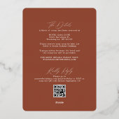Boho Terracotta mit UAWG QR Code Wedding Folieneinladung (Rückseite)