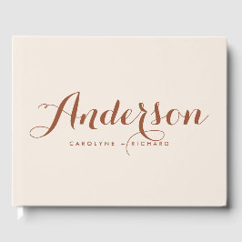 Boho Terracotta Moderne Kalligrafie Hochzeit Gästebuch