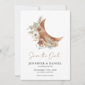 Boho Terracotta Moon Foto Save the Date Karte (Vorderseite)