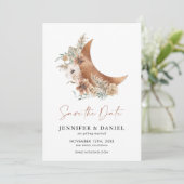 Boho Terracotta Moon Foto Save the Date Karte (Stehend Vorderseite)