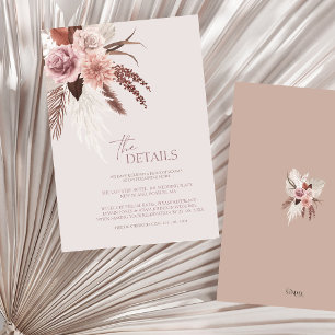 Boho Terracotta Neutral Dried Floral Wedding Begleitkarte