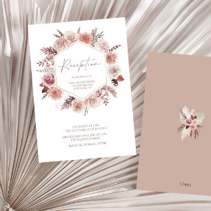 Boho Terracotta Neutral Floral Wreath Wedding Begleitkarte