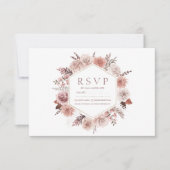 Boho Terracotta Neutral Floral Wreath Wedding RSVP Karte (Vorderseite)