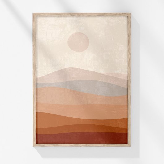 Boho Terracotta Neutrale Abstrakte Landschaft Kuns Poster