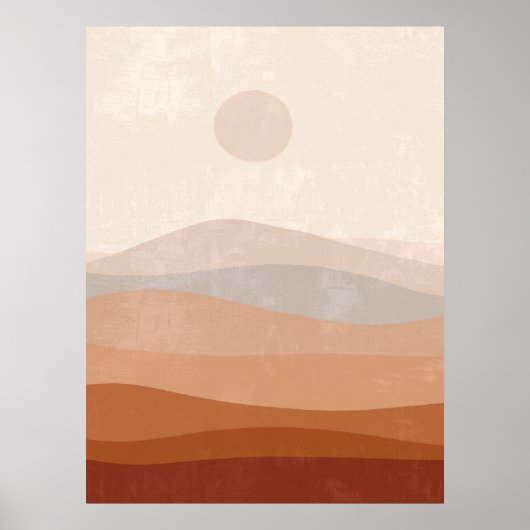 Boho Terracotta Neutrale Abstrakte Landschaft Kuns Poster (Vorne)