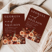 Boho Terracotta Orange & Brown Fall Wedding Einladung