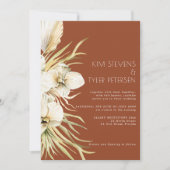 Boho terracotta orchid pampas grass wedding einladung (Vorderseite)