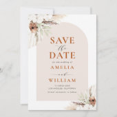 Boho terracotta pampas arch Save the Date (Vorderseite)