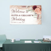 Boho Terracotta Pampas Floral Burgundy Wedding Banner (Messeveranstaltung)