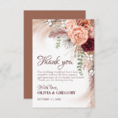 Boho Terracotta Pampas Floral Burgundy Wedding Dankeskarte (Vorne/Hinten)