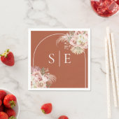 Boho Terracotta Pampas Grass Arch Monogram Napkins Serviette (Beispiel)
