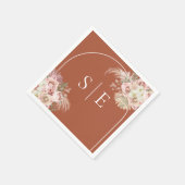 Boho Terracotta Pampas Grass Arch Monogram Napkins Serviette (Ecke)
