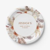 Boho Terracotta Pampas Grass Baby Dusche Pappteller (Vorderseite)