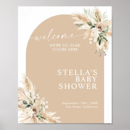 Boho Terracotta Pampas Grass Baby Dusche Poster