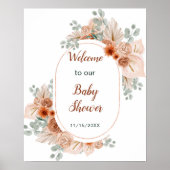 Boho Terracotta Pampas Grass Baby Dusche Poster (Vorne)