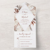 Boho Terracotta Pampas Grass Beige Wedding All In One Einladung (Innen Boden)