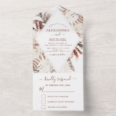 Boho Terracotta Pampas Grass Beige Wedding All In One Einladung (Innen Boden)