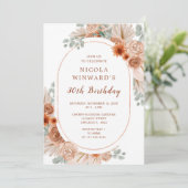 Boho Terracotta Pampas Grass Birthday Party Einladung (Stehend Vorderseite)