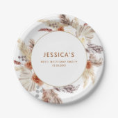 Boho Terracotta Pampas Grass Birthday Party Pappteller (Vorderseite)