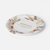 Boho Terracotta Pampas Grass Birthday Party Pappteller (Schrägansicht)