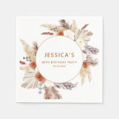 Boho Terracotta Pampas Grass Birthday Party Serviette (Vorderseite)