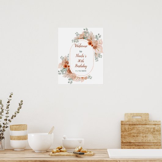 Boho Terracotta Pampas Grass Birthday Poster (Küche)